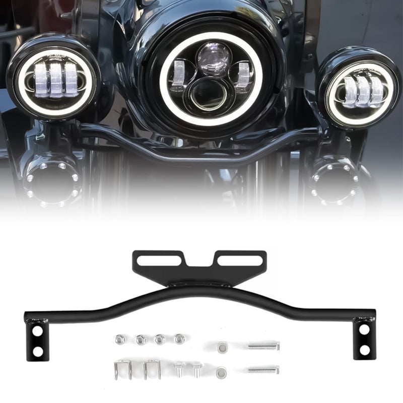 SKTYANTS Motorcycle Light Bracket Bar Driving Spot Fog Passing Turn Signal Light Bracket bar Compatible with Dyna Super Glide Road Honda Suzuki Yamaha Kawasaki(Black) - Image 1